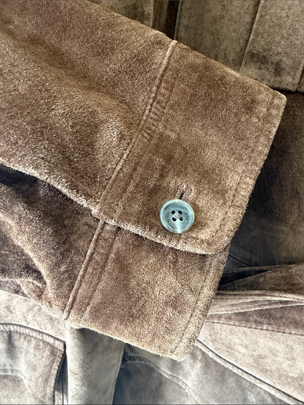 Lauren Ralph Lauren Suede Safari Jacket Belted Brown Cognac Utility Coat Size L - Picture 11 of 11